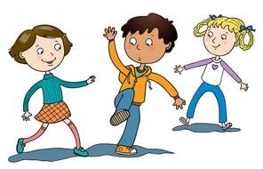 drawn dancing cartoon kids