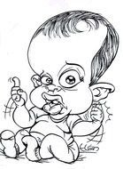 Baby with big head Drawing