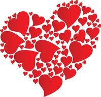 painted red heart made of hearts
