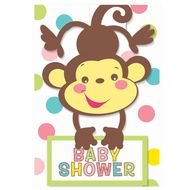 cartoon happy Monkey, Baby Shower Invitations