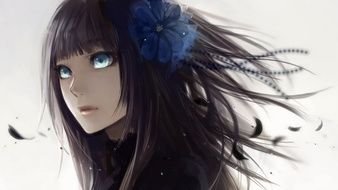 Anime Girl With Black Hair And Blue Eyes as a picture for a clipart