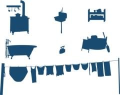 silhouettes of items for a bath on a black background