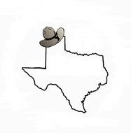Texas map and hat drawing