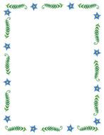 frame of blue buds and curly leaves
