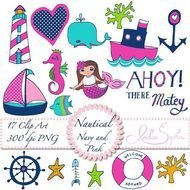 Navy And Pink Nautical Clip Art