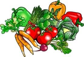 Clip art of Vegetables in a dark