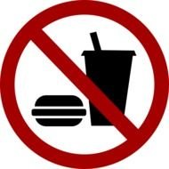 red round sign prohibiting eating