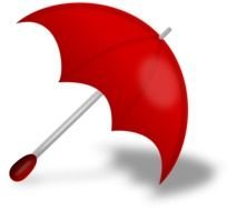 painted red umbrella and its shadow