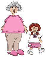 Clip art of grandma and granddaughter