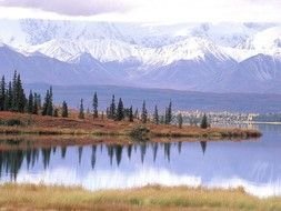 Landscape Picture of mountains and lake in National Park