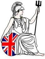 white british statue on black background