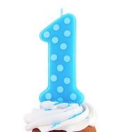 Blue Polka Dot 1st Birthday Candle drawing