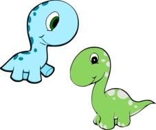 drawing green and blue dinosaurs cubs