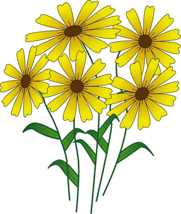 Clip art of cartoon yellow Flowers