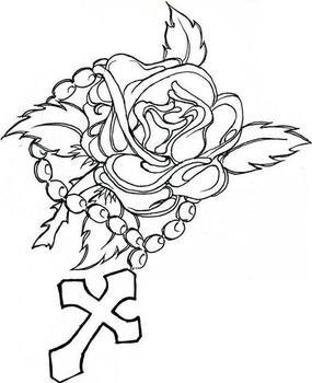 Cross With Roses Coloring Pages