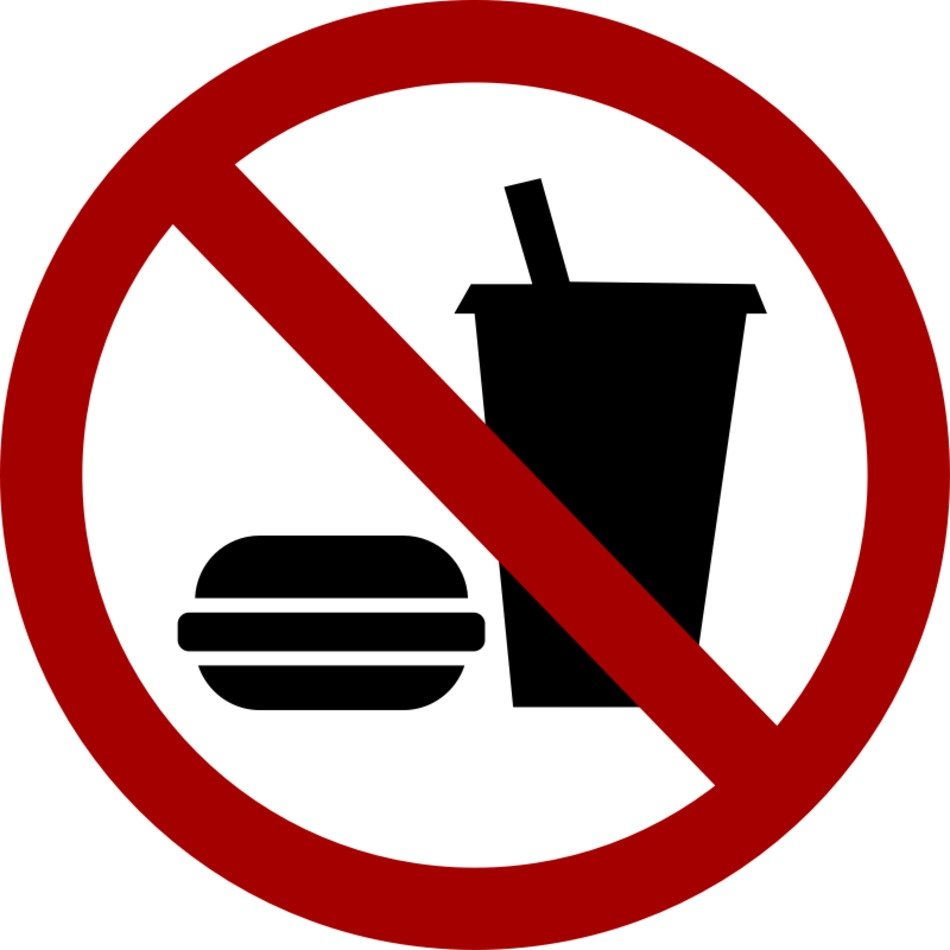 red round sign prohibiting eating