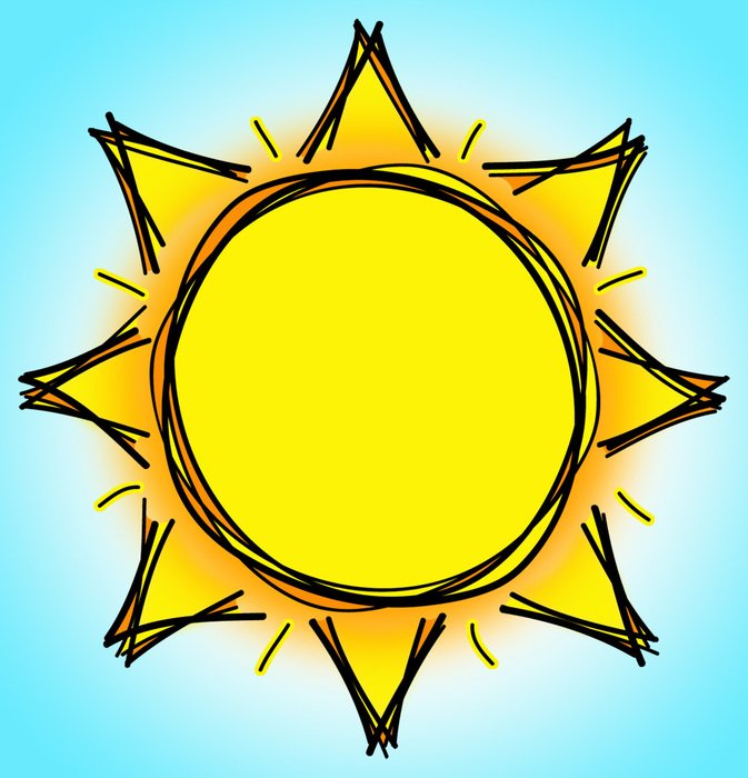 yellow sun on a blue background