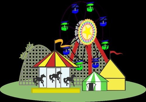 picture of an amusement park in the dark