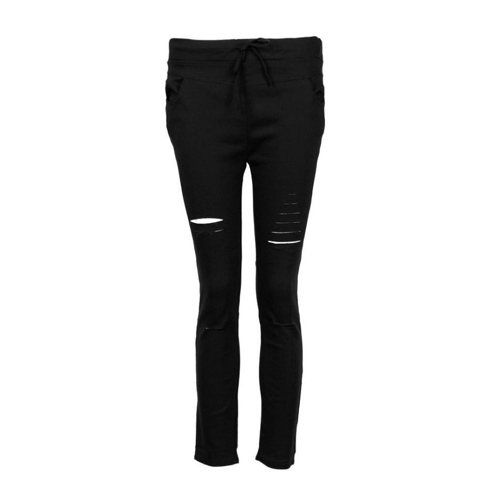 Pencil Women Skinny Ripped Pants High Waist Stretch Slim