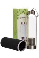 Hot or Cold Glass Tea Tumbler Bottle – Borosilicate Glass Tea Mug – Glass Water Bottle with Flavor Dispenser Cup... N17