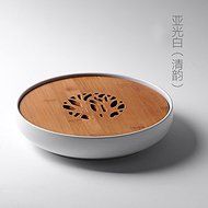 CCWY Ceramic Japanese tea tray round bubble disks bamboo mini storage-type water tray sea tea kungfu tea tea,Powder...