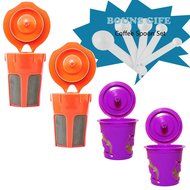 STYDDI Stainless Steel Micro Mesh 2x Reusable K-Carafe and 2x Single K-Cup Pod Coffee Filters Combo for Keurig... N3