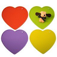 CatRat's Set of 4 Heart-Shaped Silicone Heat Resistant Pot Holders / Kitchen Table Coasters / Trivets / Small... N2