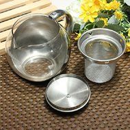 Glass Stainless Steel Loose Tea Leaf Teapot With Infuser 750ml/500ml. N3
