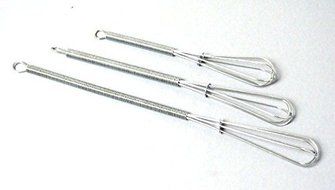 Steel Mini Whisk Set of (3) 5"-7"-8" Chrome Plated Steel Whisks - Kitchen Tools