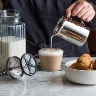 Bellemain Stainless Steel Hand Pump Milk Frother, 14 oz. capacity N3