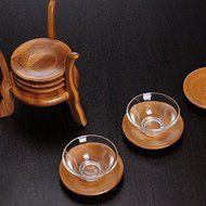 CCWY Bamboo coaster set manufacturers selling Kung-Fu tea bamboo pot mat spare parts in vertical saucer set wholesale N2