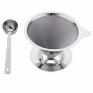 Ziselu Stainless Steel Pour Over Coffee Dripper - Reusable Double Layer Mesh Filter and Coffee Scoop N6