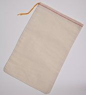 Cotton Muslin Bags 8x12 Inches Red Hem and Orange Drawstring 10 Count Pack