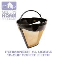 Permanent #4 UGSF4 10-12 Cup Coffee Filter with Finger Grip and Handle fits Braun Coffeemakers
