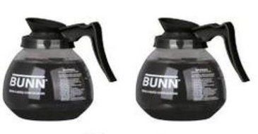 BUNN Glass Coffee Pot Decanter / Carafe - Set of 2 - Black - Regular - 12 Cup Capacity