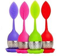 Tea Infuser, 4-Pack Silicone Tea Infuser Handle Stainless Steel Strainer filter Infuser with Drip Tray N4