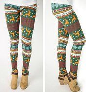 PHOTNO Women Skinny Christmas Elk Print Stretchy Pants Slim Leggings N11