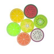 CXAK Silicone Coasters 7 Fruit Colorful, Unique Design for Bar, Café,Kitchen and Patio suitable for Cold/Hot Beveranges... N2