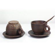 2 X Espresso CUP (A) Palm Wood Items. N4