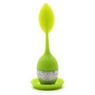 Set of 1 Tea Infuser Leaf Strainer Handle with Steel Ball Silicone Leaf Lid (Green)