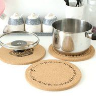 GXHUANG Quality Pot Pan Holloware boiler Cork Trivets, Set of 3, Round,7 1/2, 5 3/4, 3 9/10 inch, Crown Design N3