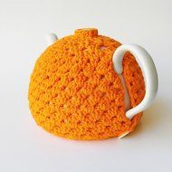 Crochet Tea Pot Cozy Orange Cotton N2
