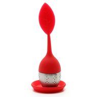 Red Silicone Tea Infuser Leaf Handle with Steel Ball N5