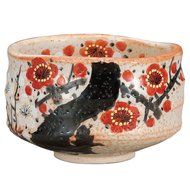 Japanese Matcha Bowl Plum Kutani Yaki(ware) N2