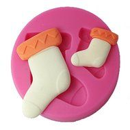 FOUR-C Silicone Cupcake Mold Christmas Socks Fondant Mould Color Pink