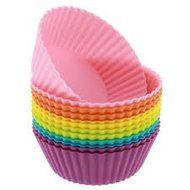 Top Chefs Silicone Baking Cups / Cupcake Liners - Set of 12 Reusable and Nonstick Cupcake Molds - 6 Vibrant Colored... N5