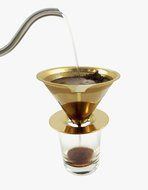 Titanium Coated Gold Pour Over Cone Dripper, Coffee Filter with Cup Stand, Reusable Stainless Steel Coffee Filter