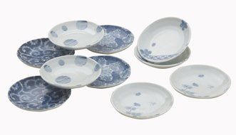 Saikai Pottery Blue and White Japanese traditional pattern 10 small plates 31849 from Japan