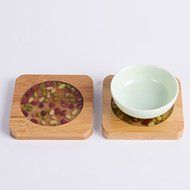 CCWY New bamboo coaster solid wood Tea Cup saucers hand-painted ceramic Kung Fu tea ceremony accessories N2