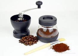 Nomi Manual Ceramic Burr Coffee Grinder Mill Hand Crank with Complimentary Lid & Brush (Black) N4